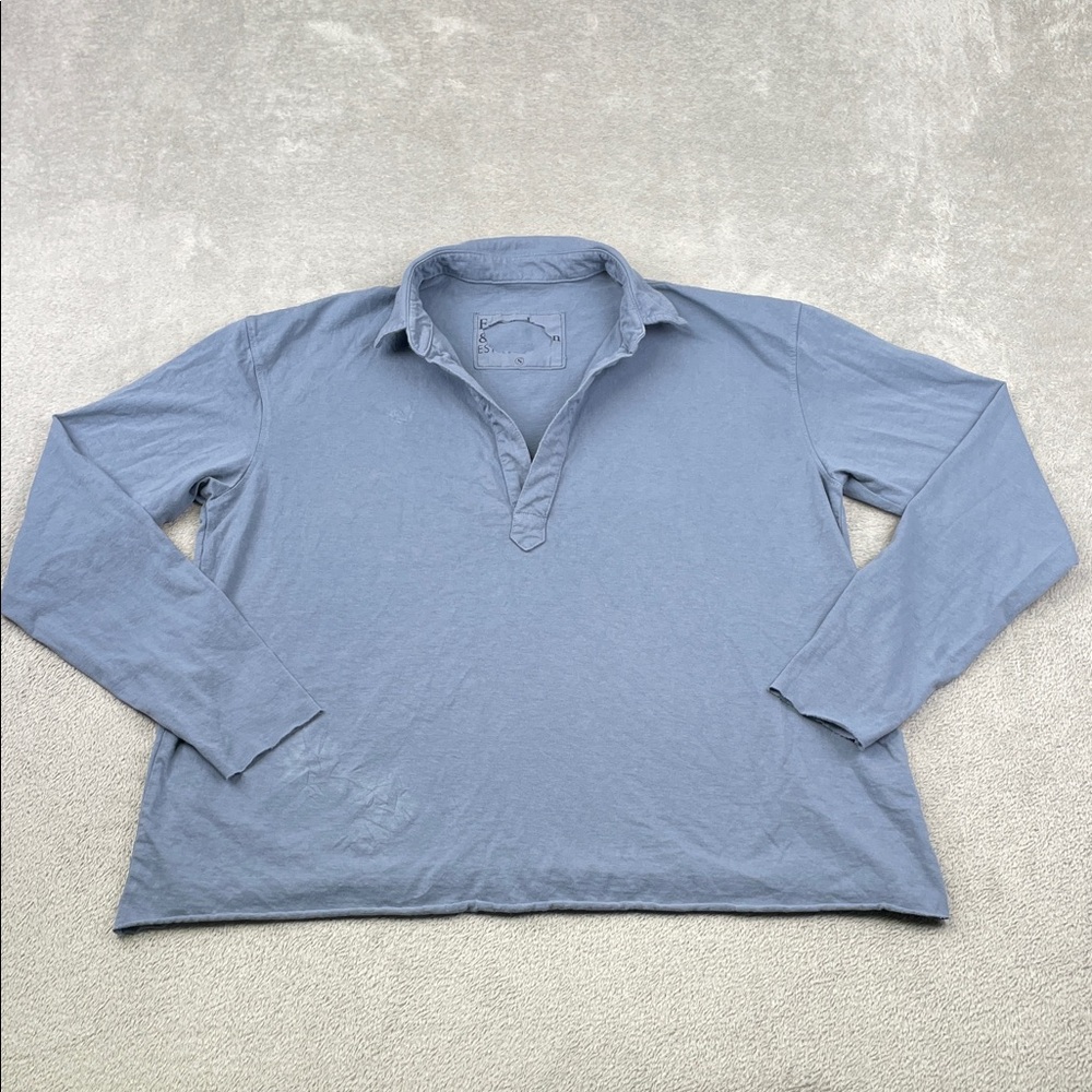 NEW Frank &‎ Eileen S 100% Cotton Blue Popover Heritage Jersey Made in USA FLAW